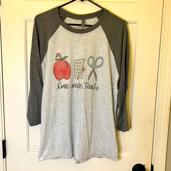 Doodles by Rebekah raglan shirt “Inspire/Teach/Love” size Large - Picture 1 of 6